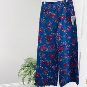 ModCloth NWT Floral High Waisted Wide Leg Corduroy Pants